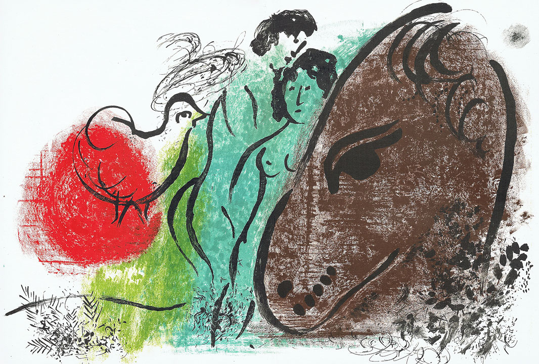 Marc Chagall - brown-horse, Farblithographie