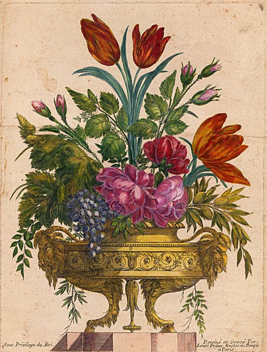 Blumenbouquet von Louis Prier, Kupferstich