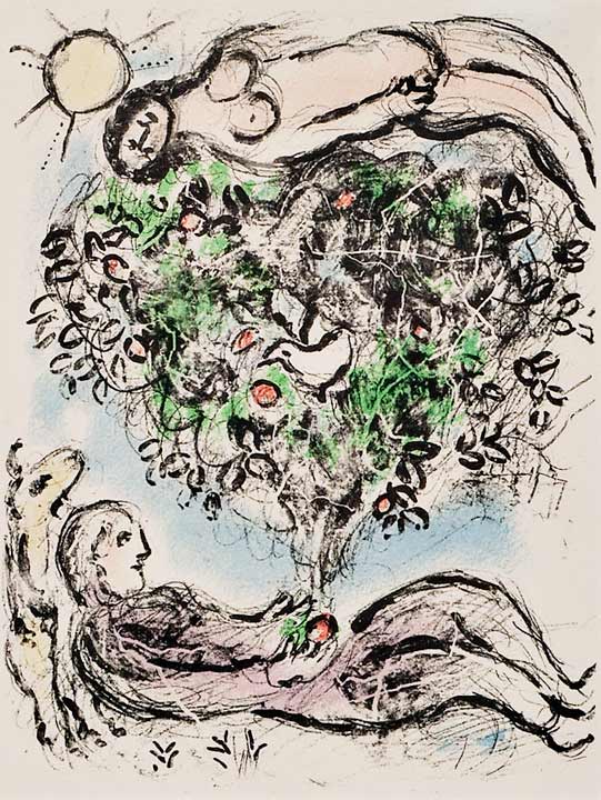 Marc Chagall - L arbre Fleuri, Farblithographie